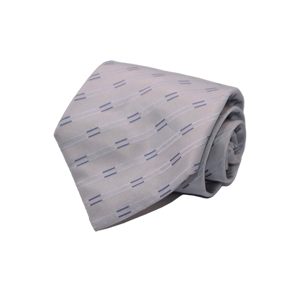 Ermenegildo Zegna Necktie Silk Silver Blue Geometric